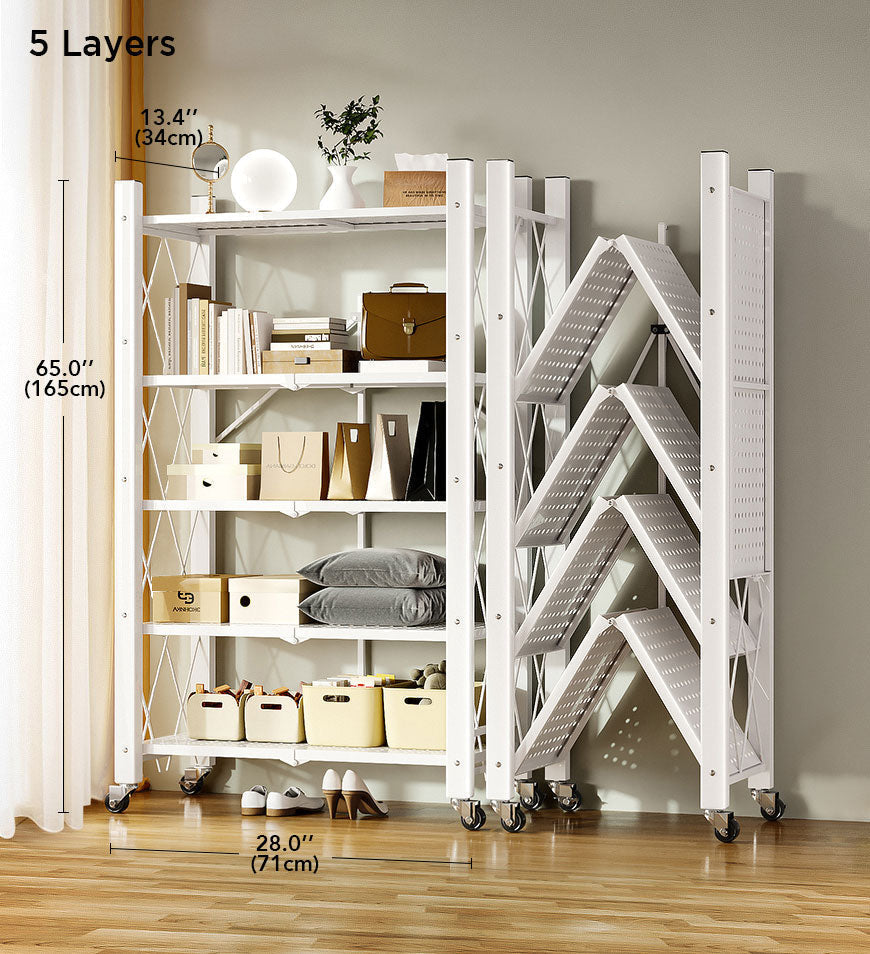 Joybos® Heavy Duty Foldable Metal Organizer Shelves with Wheels