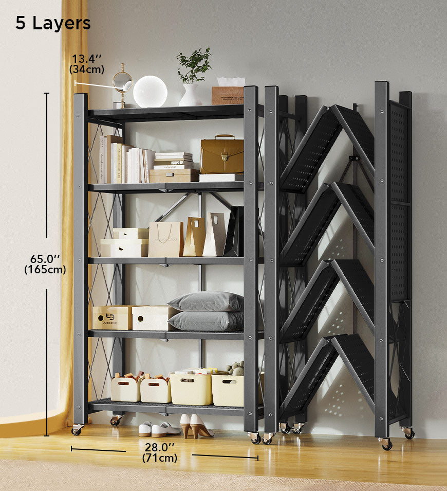 Joybos® Heavy Duty Foldable Metal Organizer Shelves with Wheels