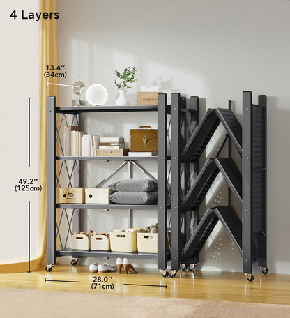 Joybos® Heavy Duty Foldable Metal Organizer Shelves with Wheels