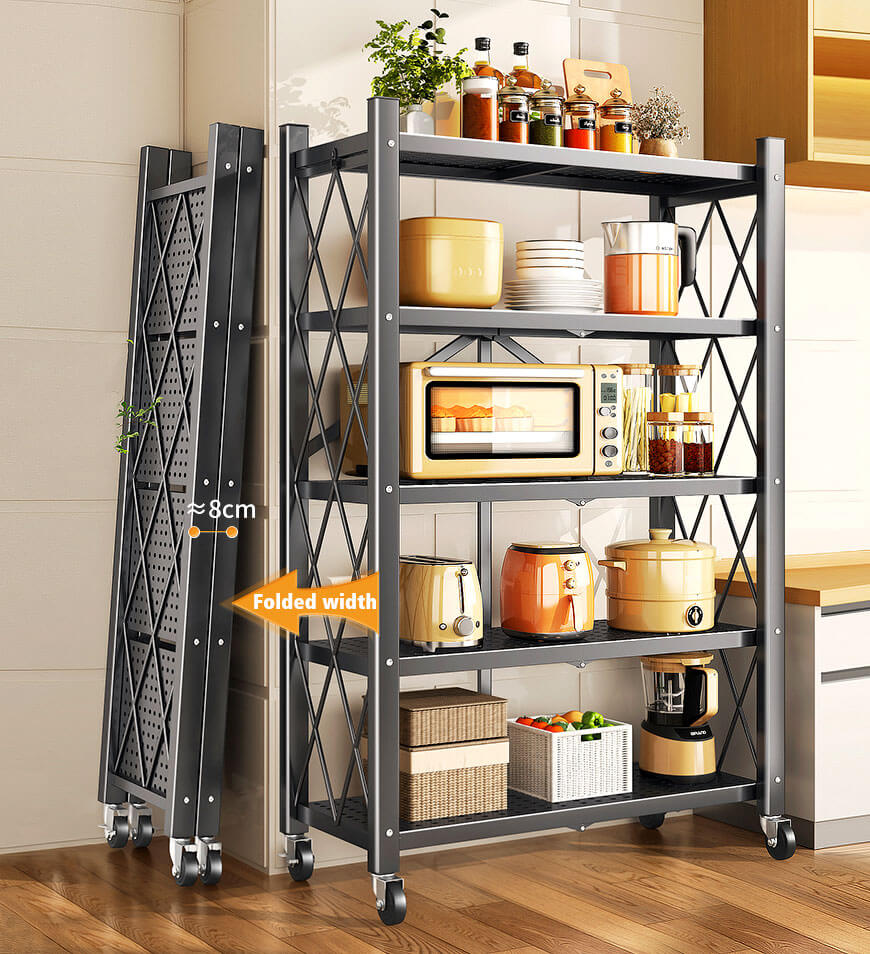 Joybos® Heavy Duty Foldable Metal Organizer Shelves with Wheels