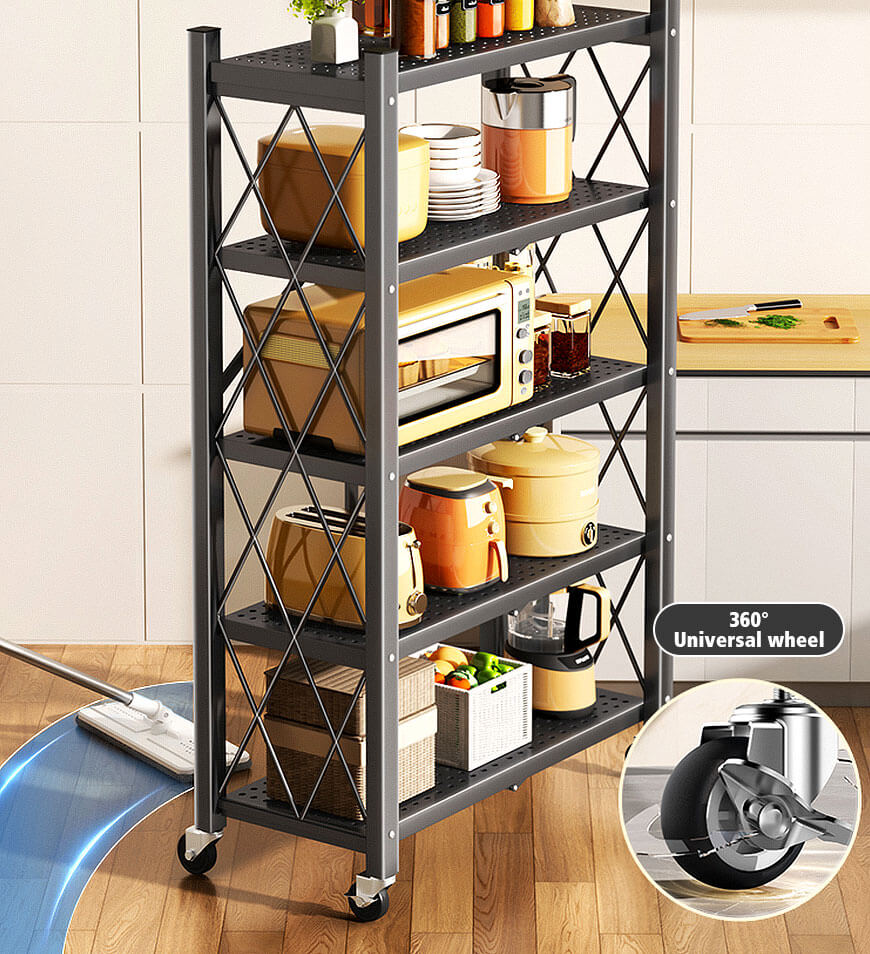 Joybos® Heavy Duty Foldable Metal Organizer Shelves with Wheels