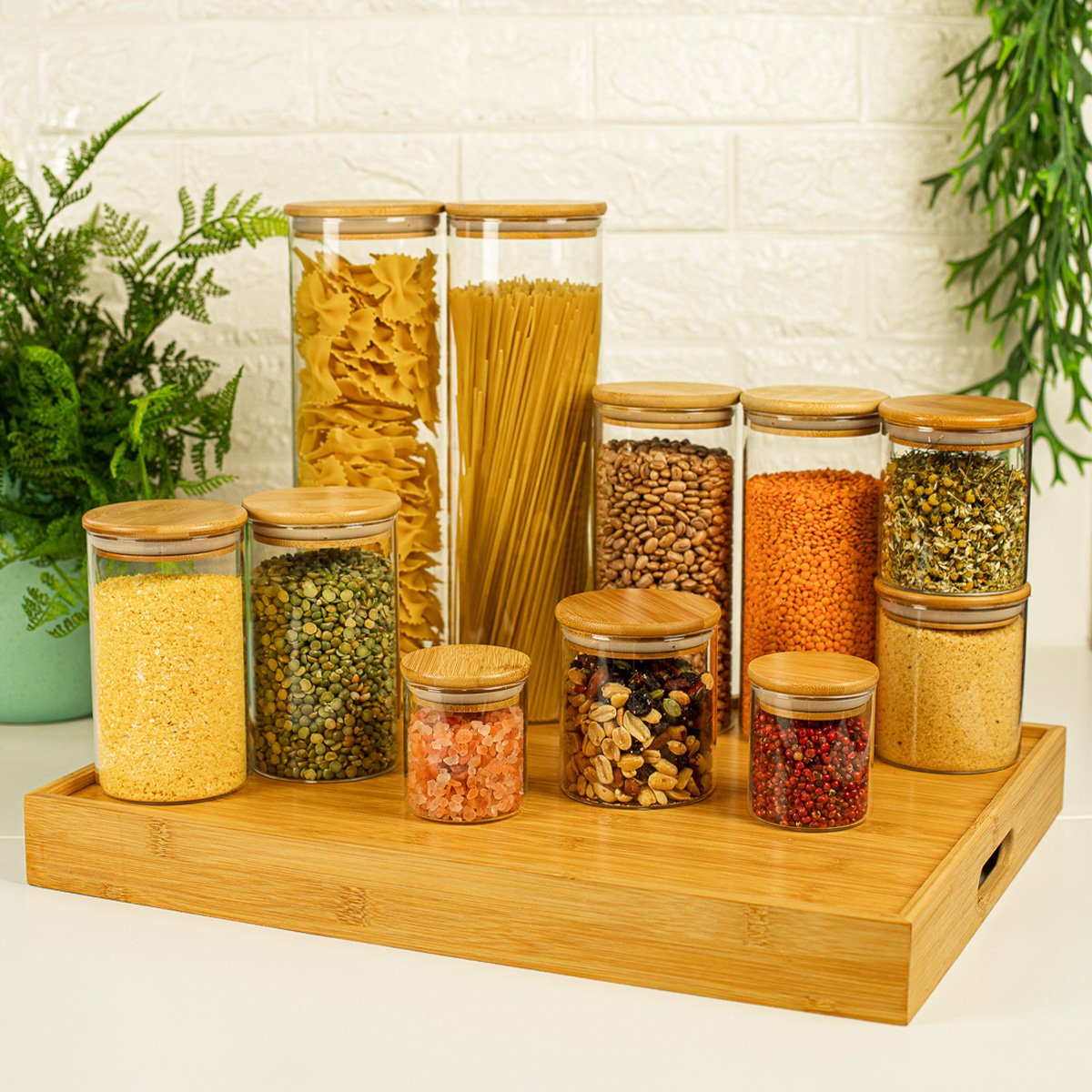 Kit with 11 Airtight Jars to Organize Your Kitchen