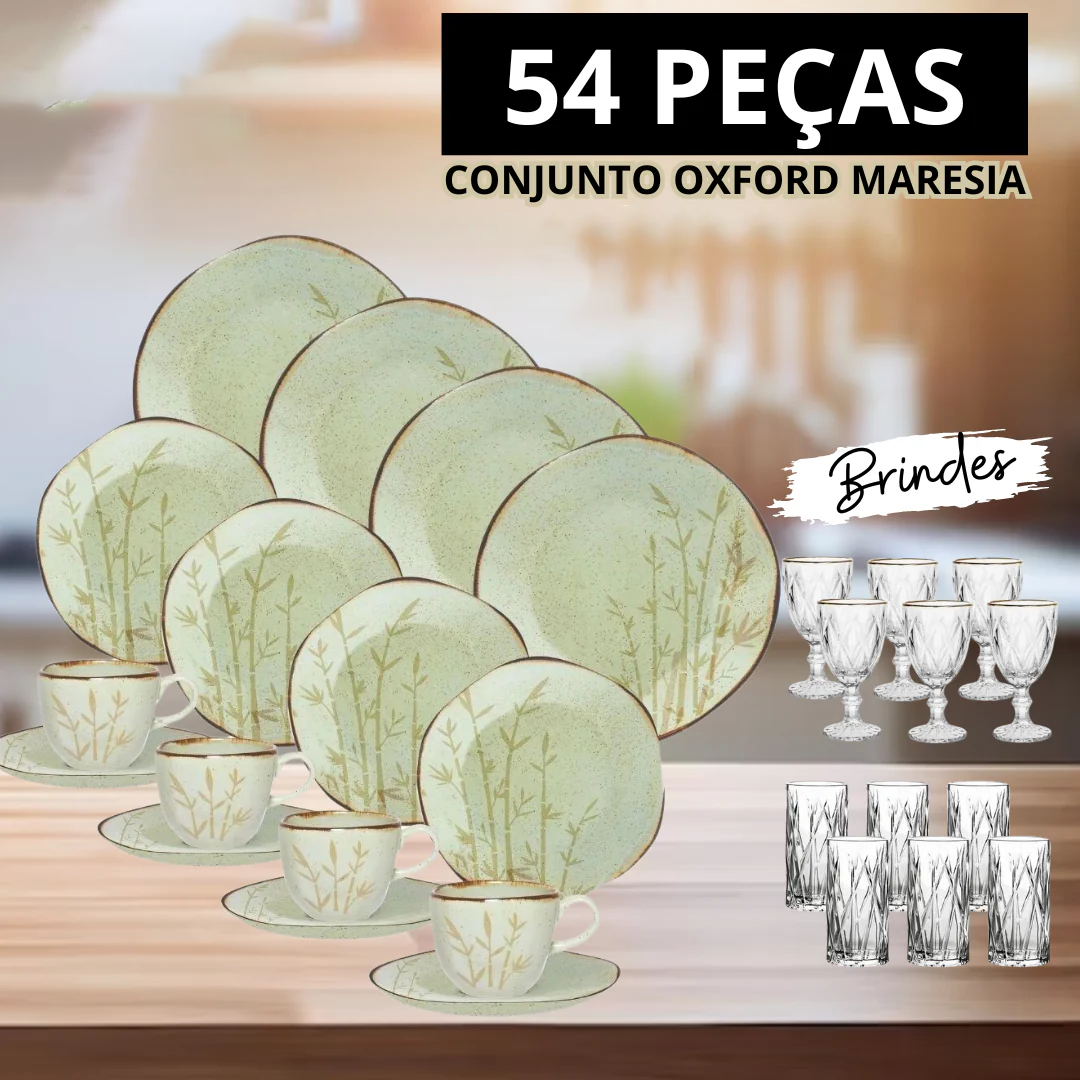 Aparelho de Jantar 55 Peças Oxford + Taças Diamond + Talheres - SOMENTE HOJE!